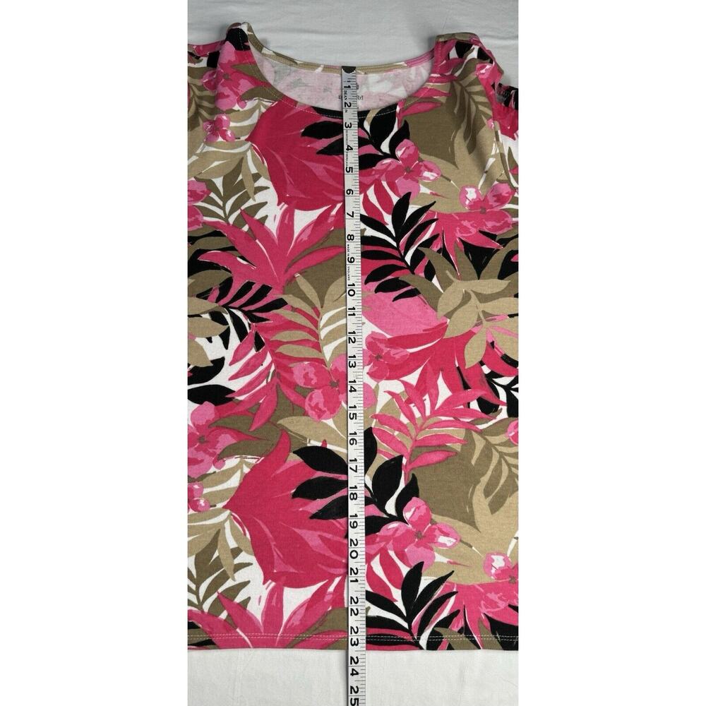 Ruby Rd Large Pink Black Brown Floral Top Cut Out 3/4 Sleeves Preowned - Picture 9 of 10